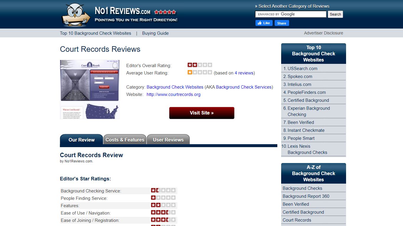 Court Records | CourtRecords.org Review - No1Reviews.com